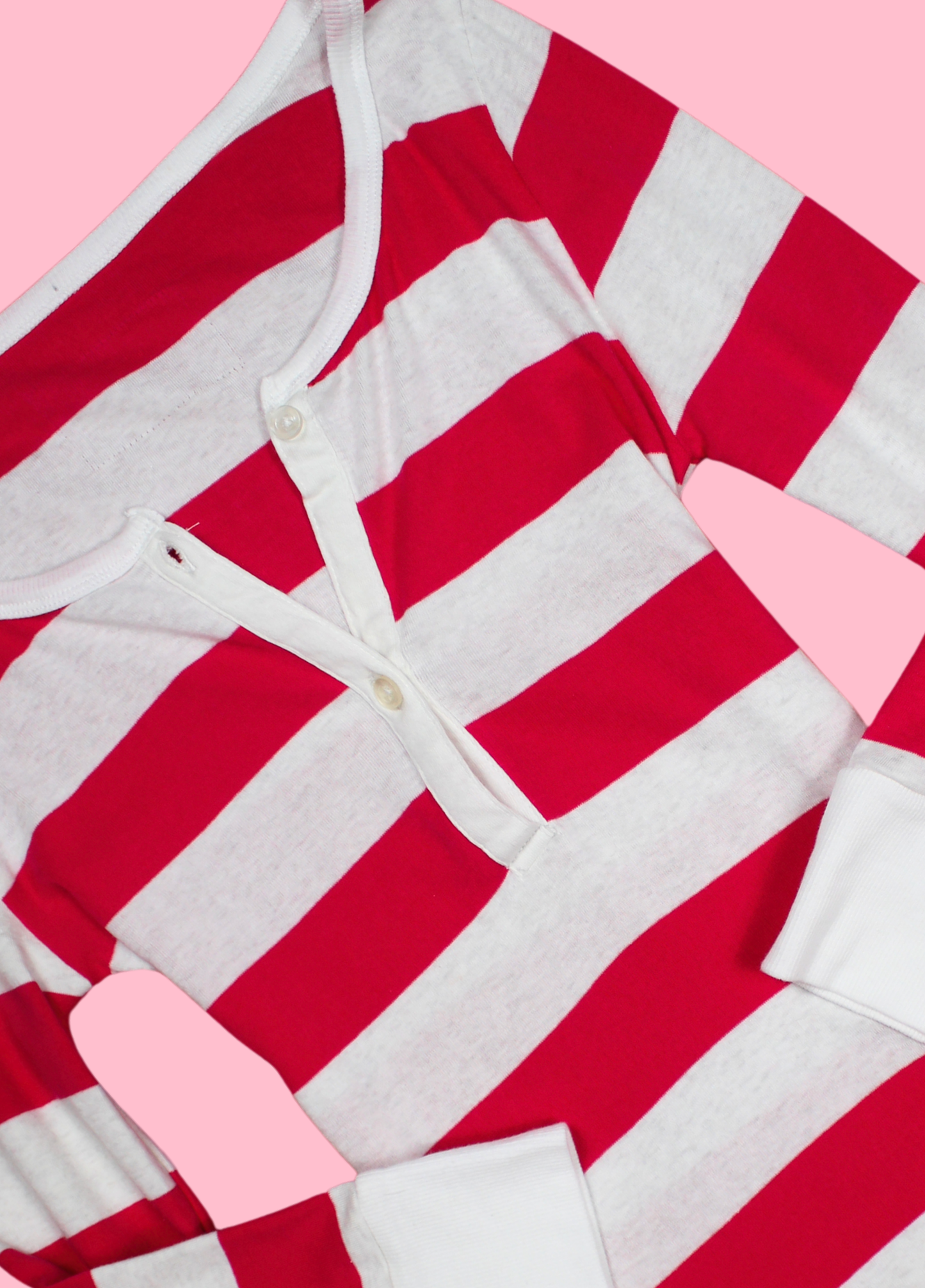 Red-Pink and White/Grey Henley Top