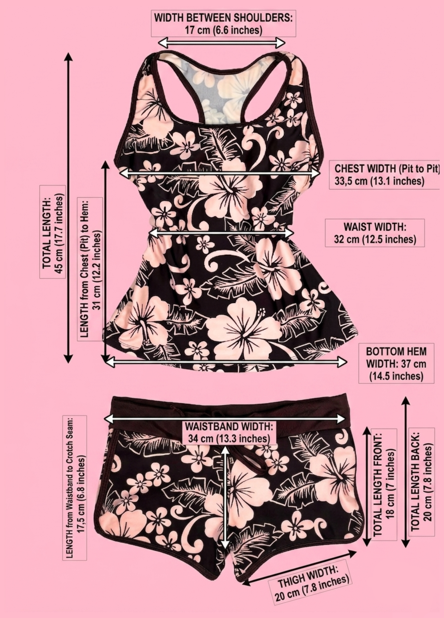 Tropical Summer Tankini With Shorts