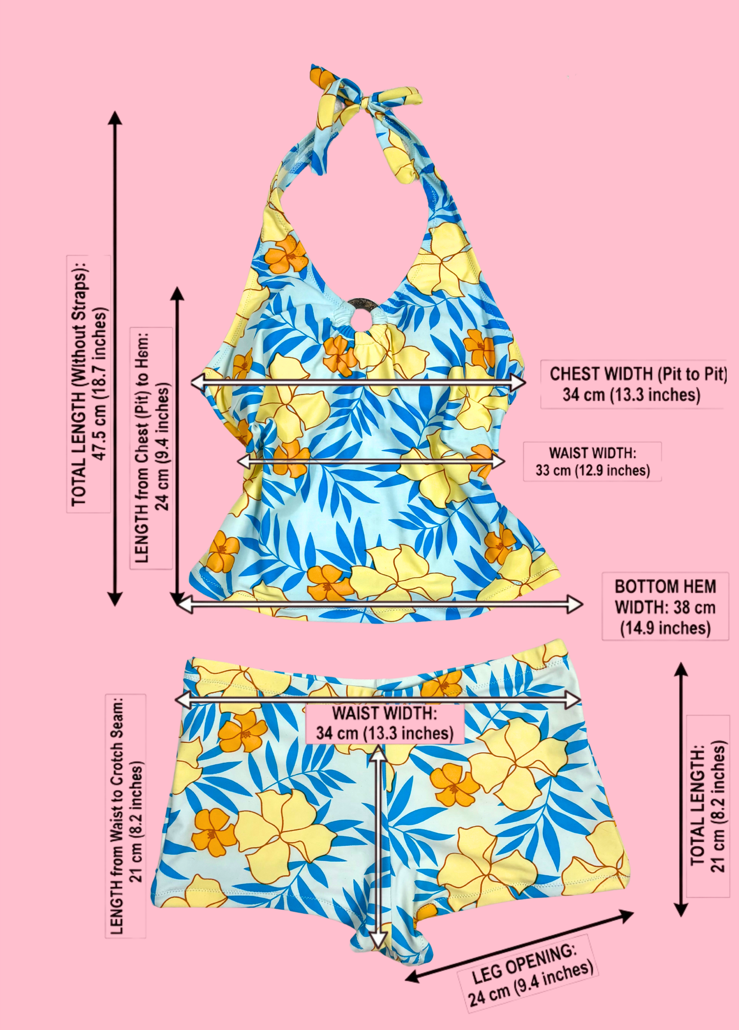 Tropical Summer Tankini With Shorts