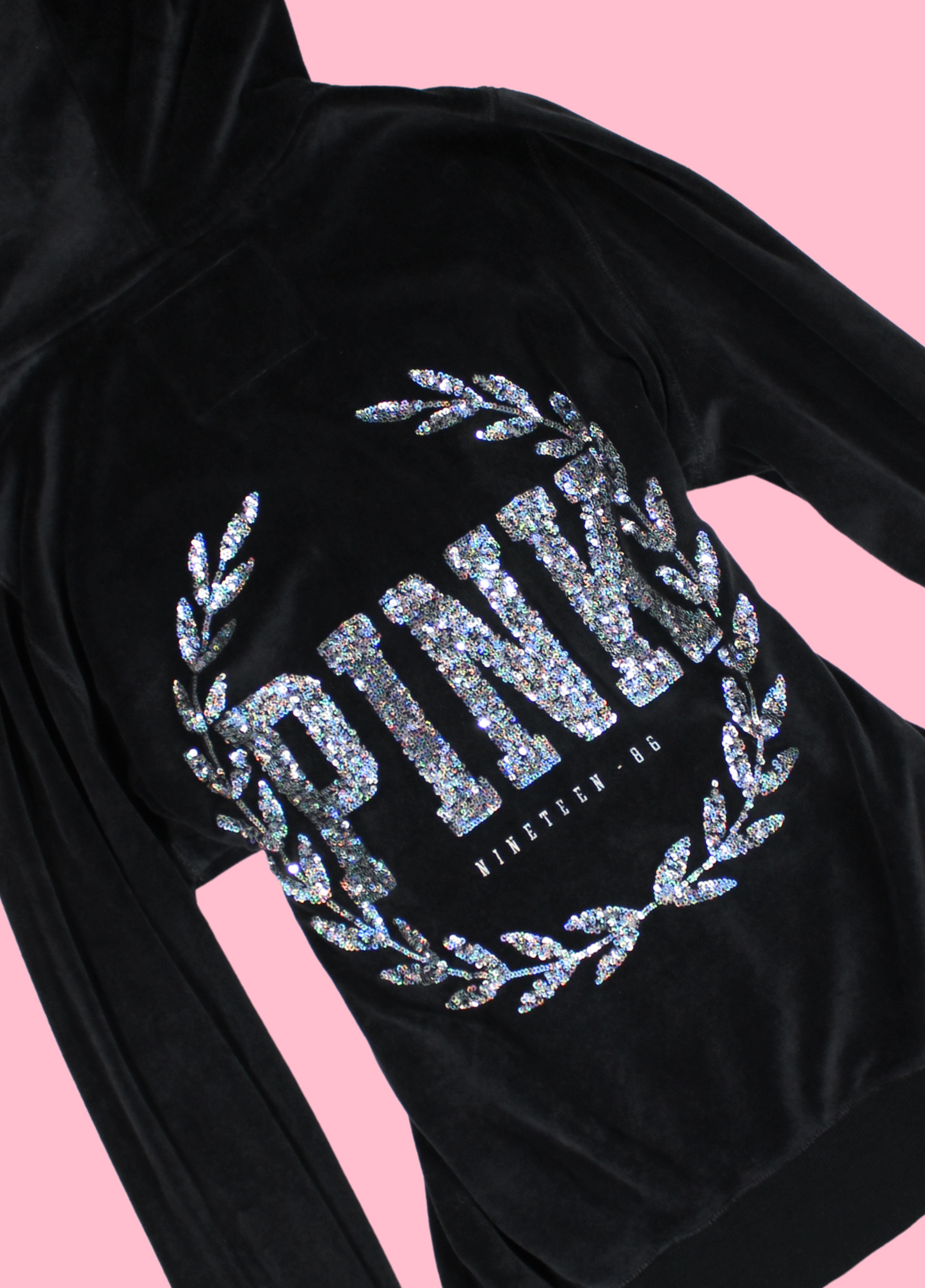 Black Victoria's Secret Pink Velour Tracksuit