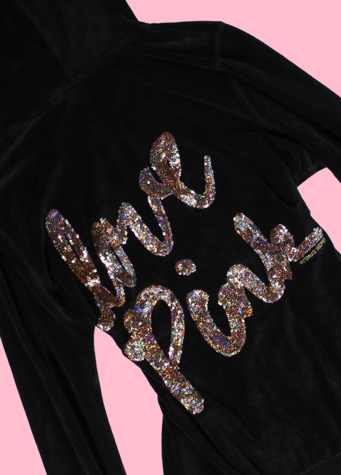 Black Victoria's Secret Pink Velour Tracksuit