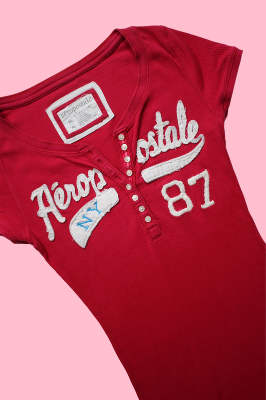 Red Pink Aéropostale Henley Top