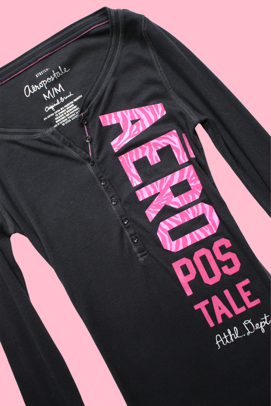 Black Aéropostale Henley Top