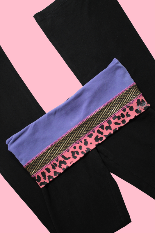 Purple/Leopard Print VS PINK Foldover Yoga Pants