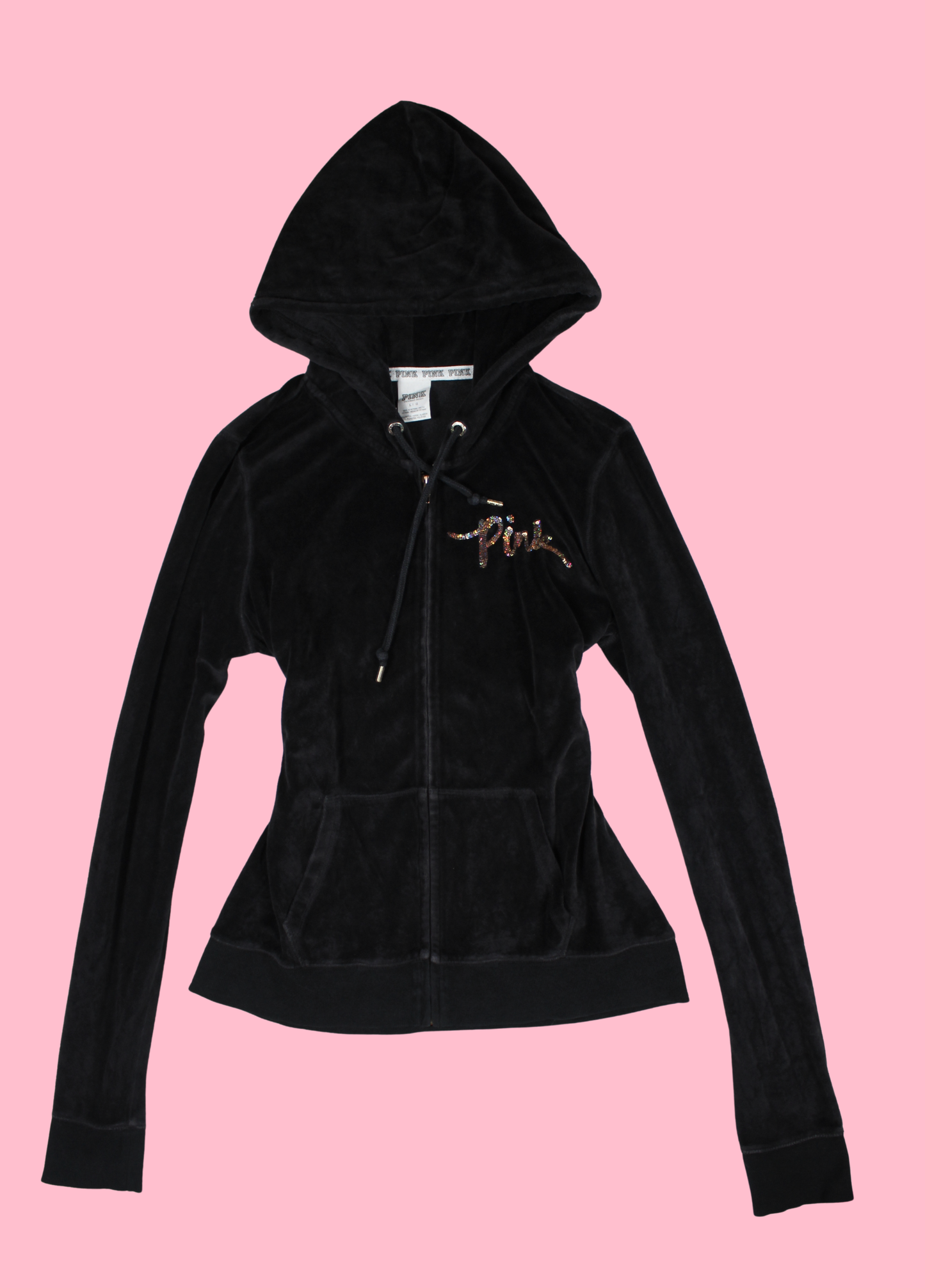 Black Victoria's Secret Pink Velour Tracksuit