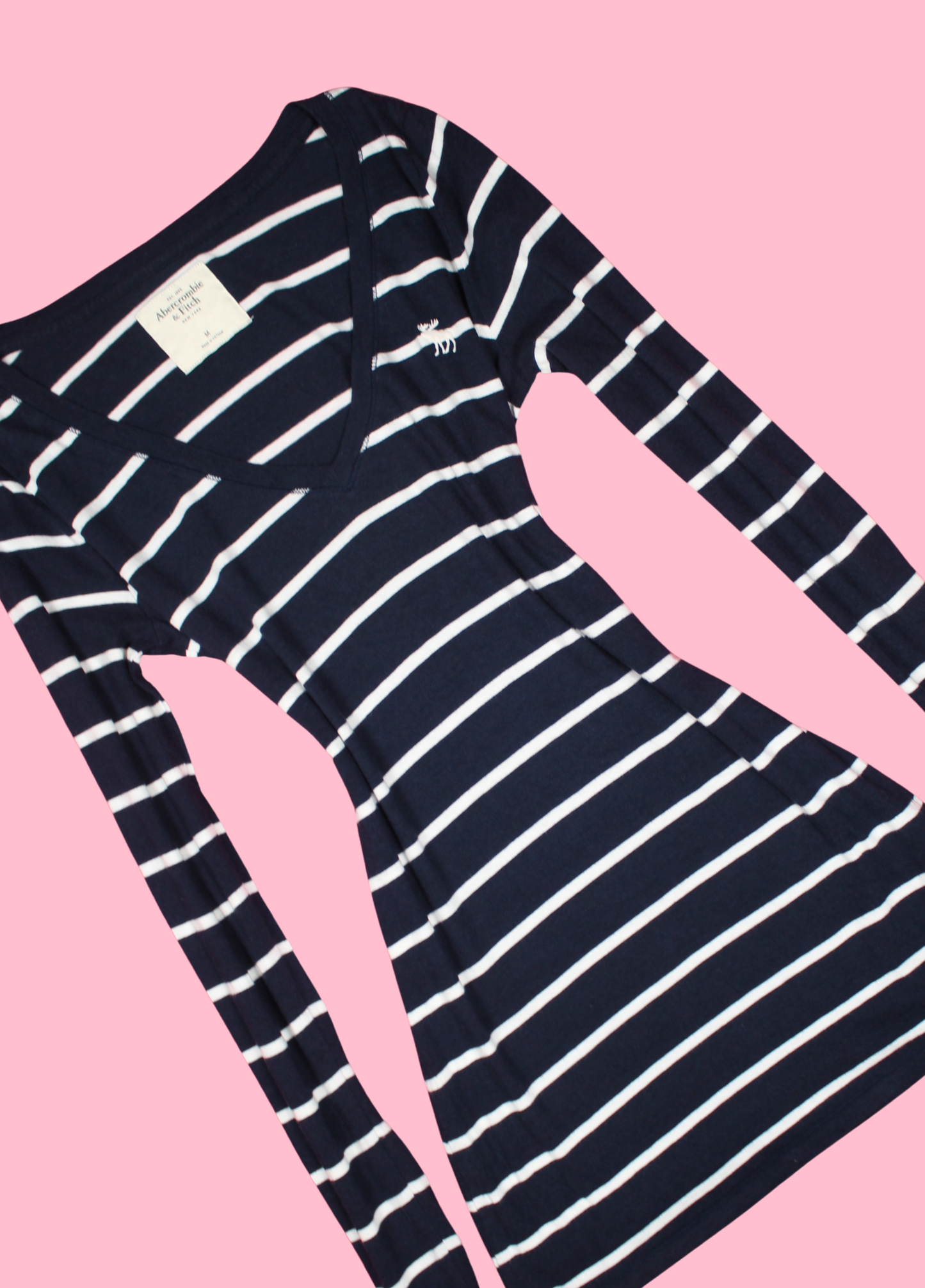 Navy Blue Abercrombie Striped V-neck Top