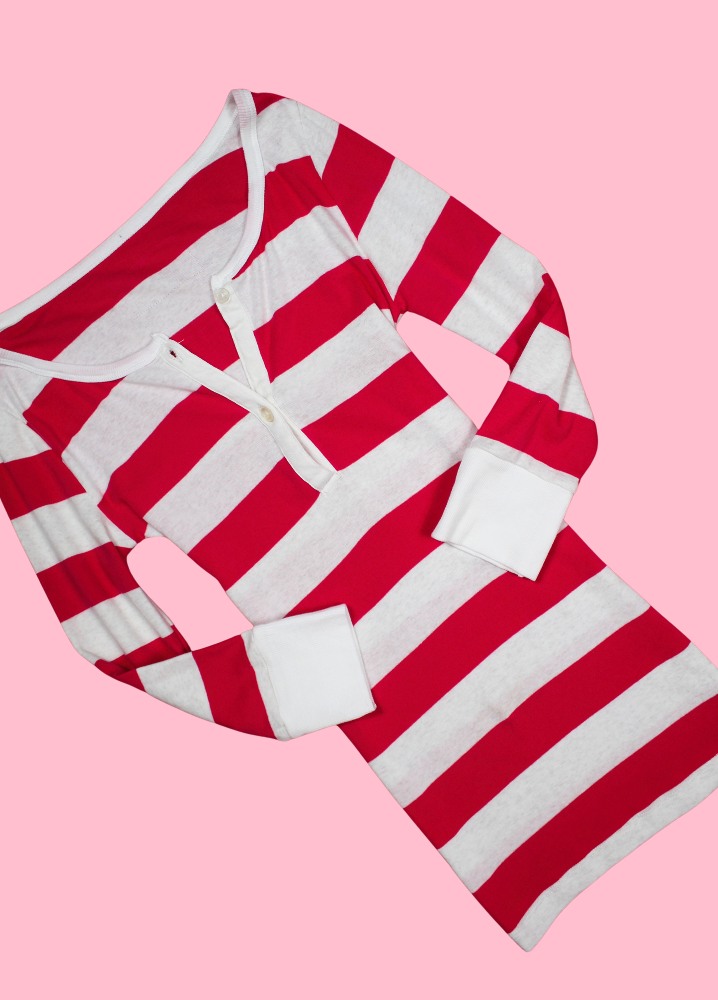 Red-Pink and White/Grey Henley Top