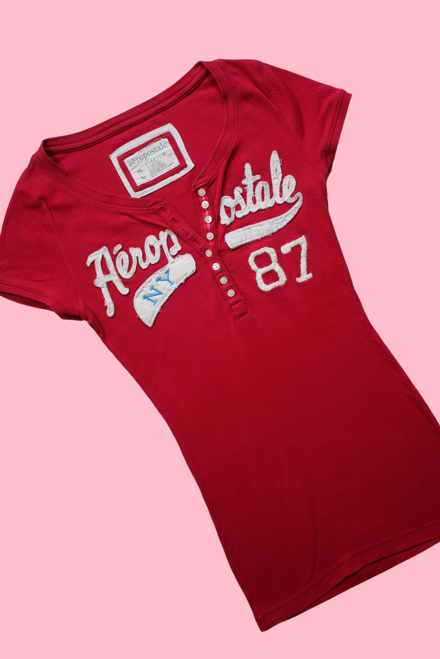 Red Pink Aéropostale Henley Top