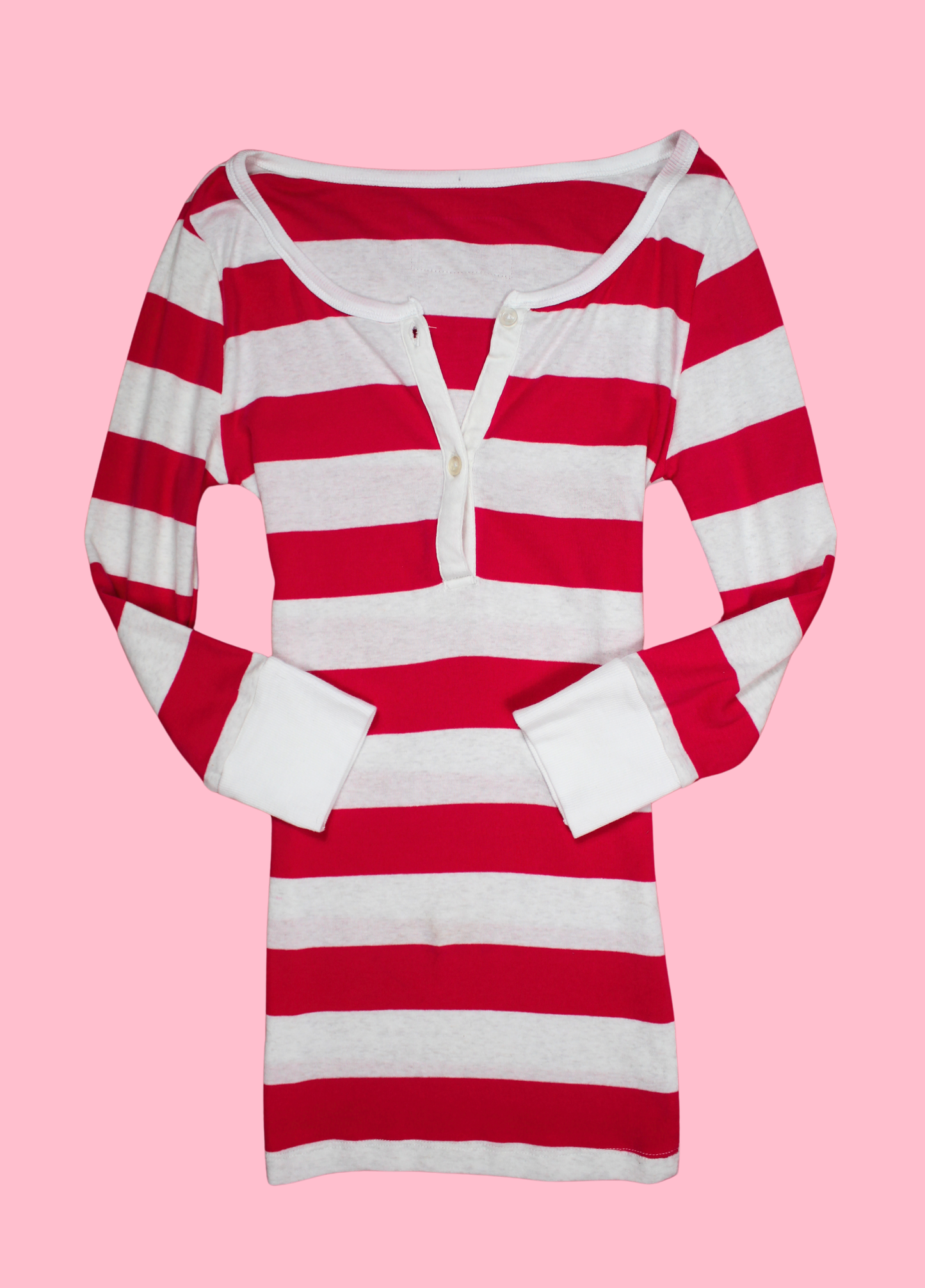 Red-Pink and White/Grey Henley Top