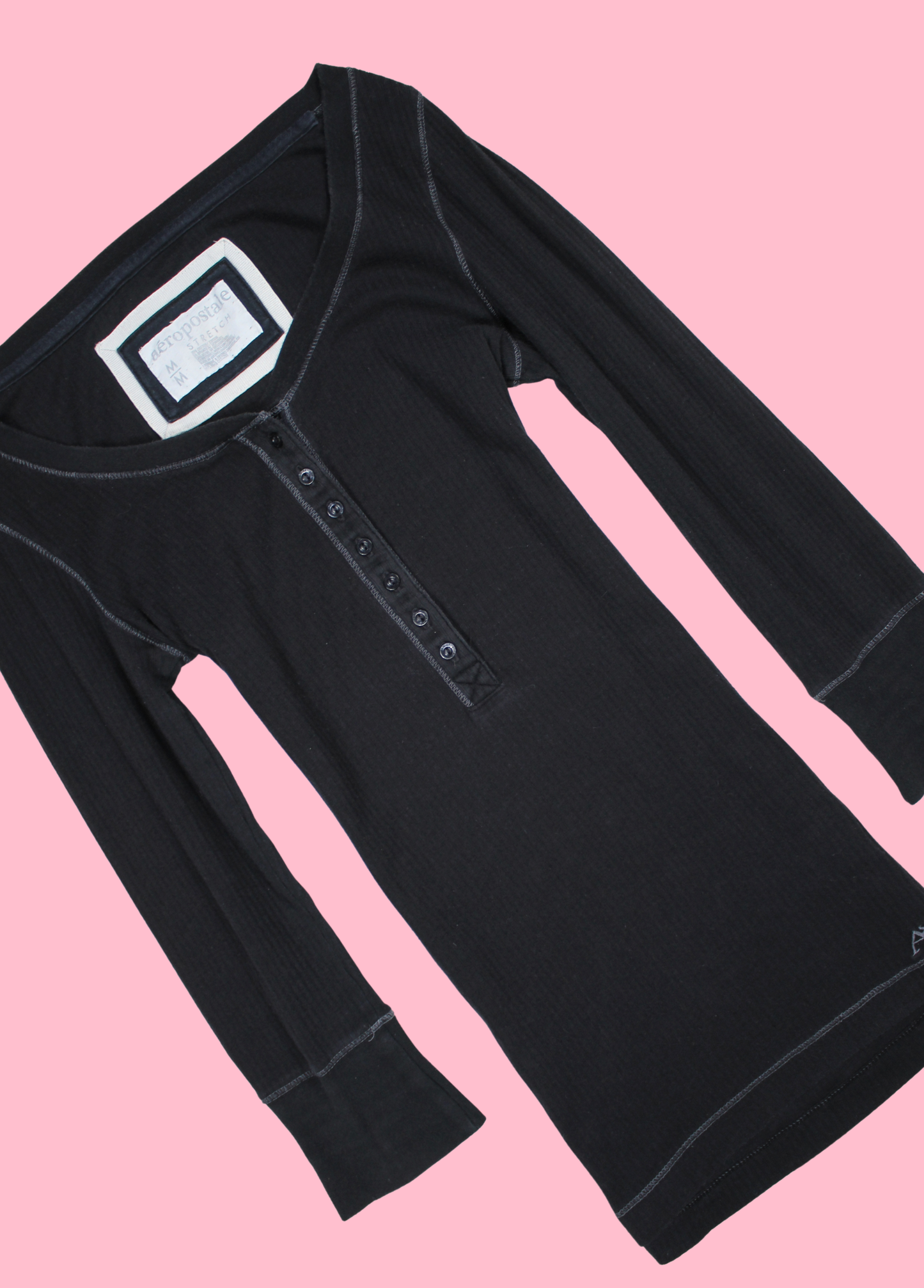 Dark Blue/Black Aéropostale Henley Top