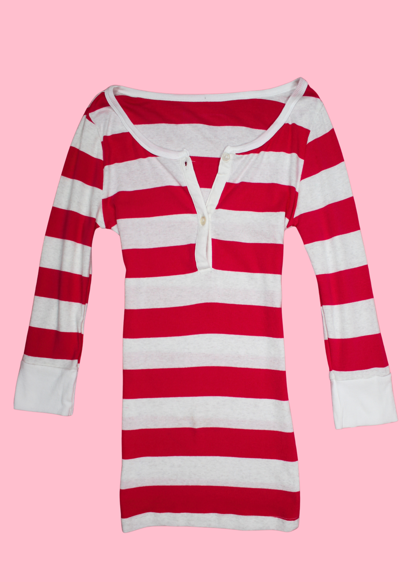 Red-Pink and White/Grey Henley Top