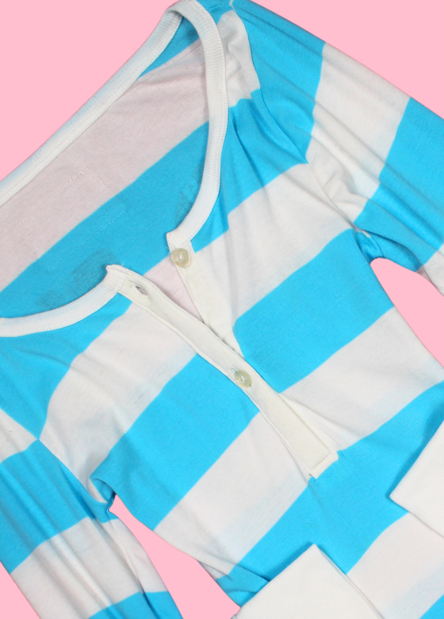 Blue and White Striped Henley Top