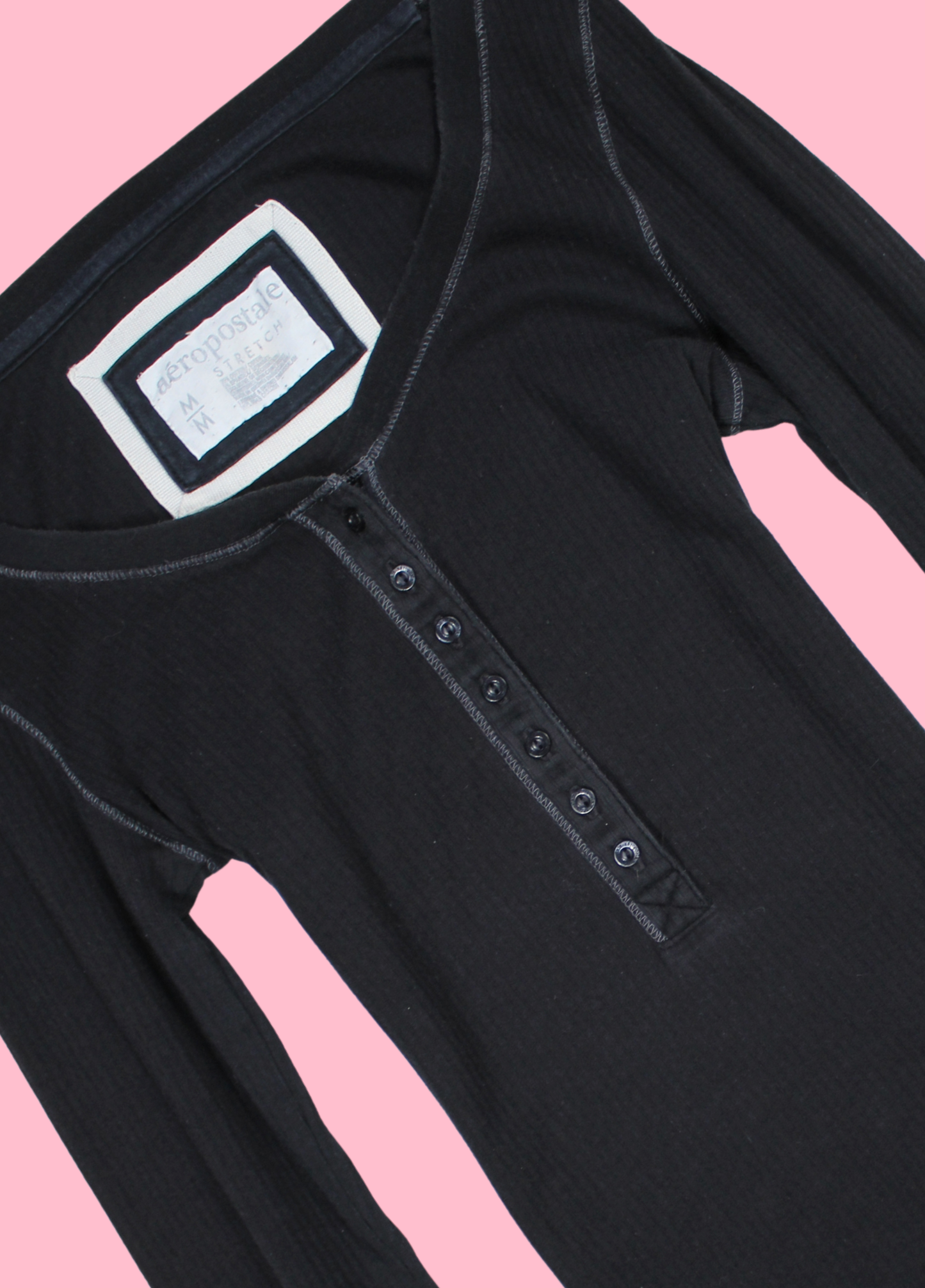 Dark Blue/Black Aéropostale Henley Top