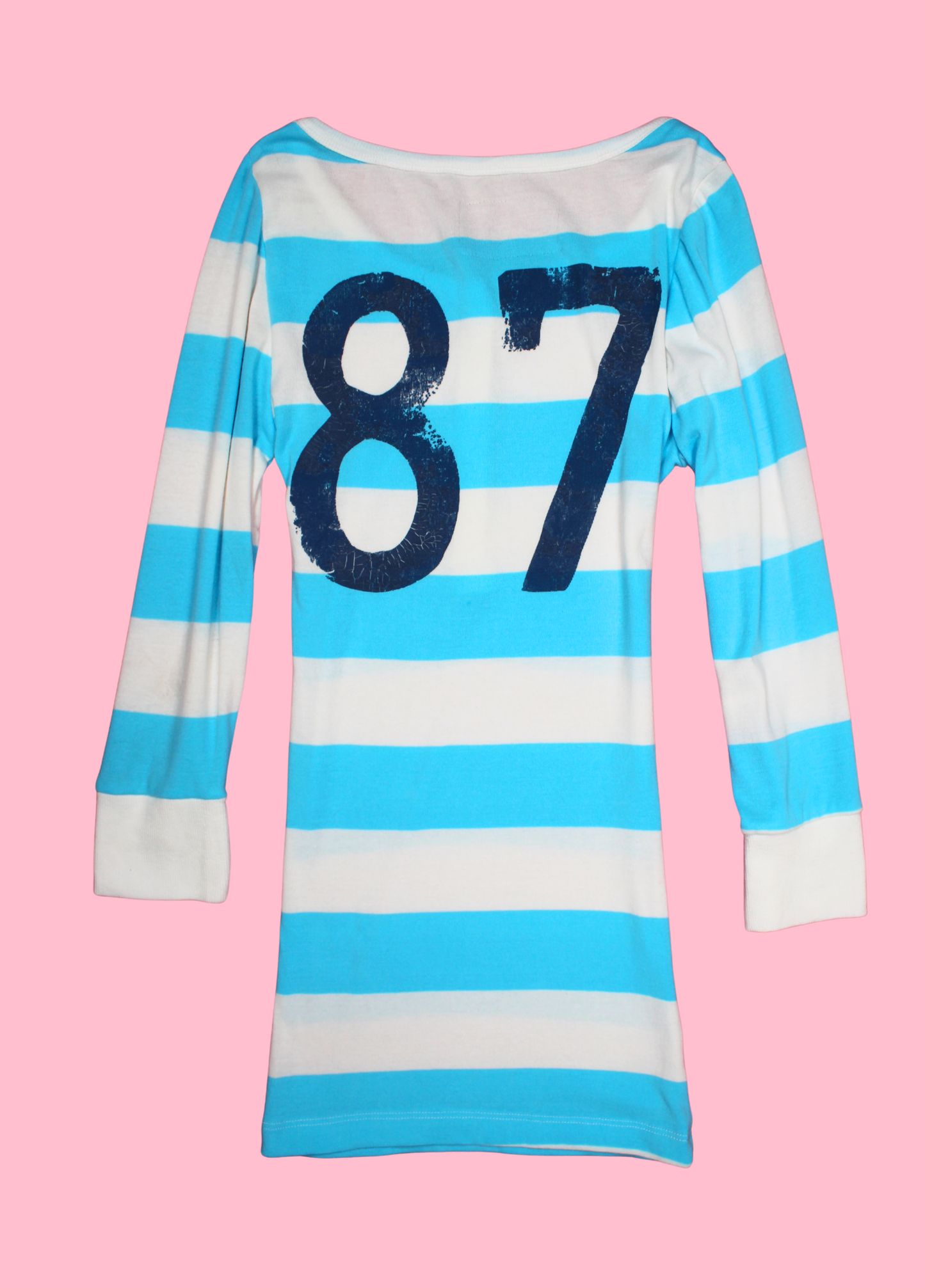 Blue and White Striped Henley Top