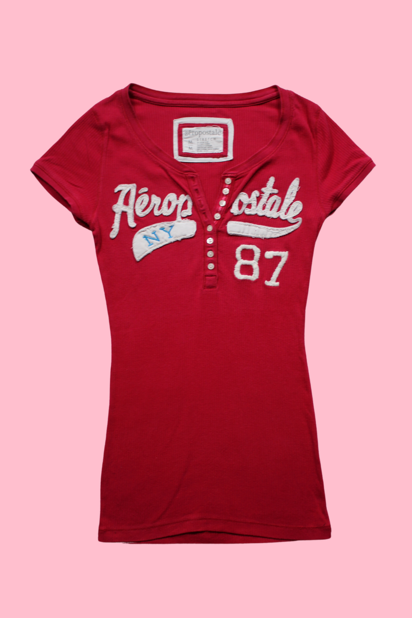 Red Pink Aéropostale Henley Top