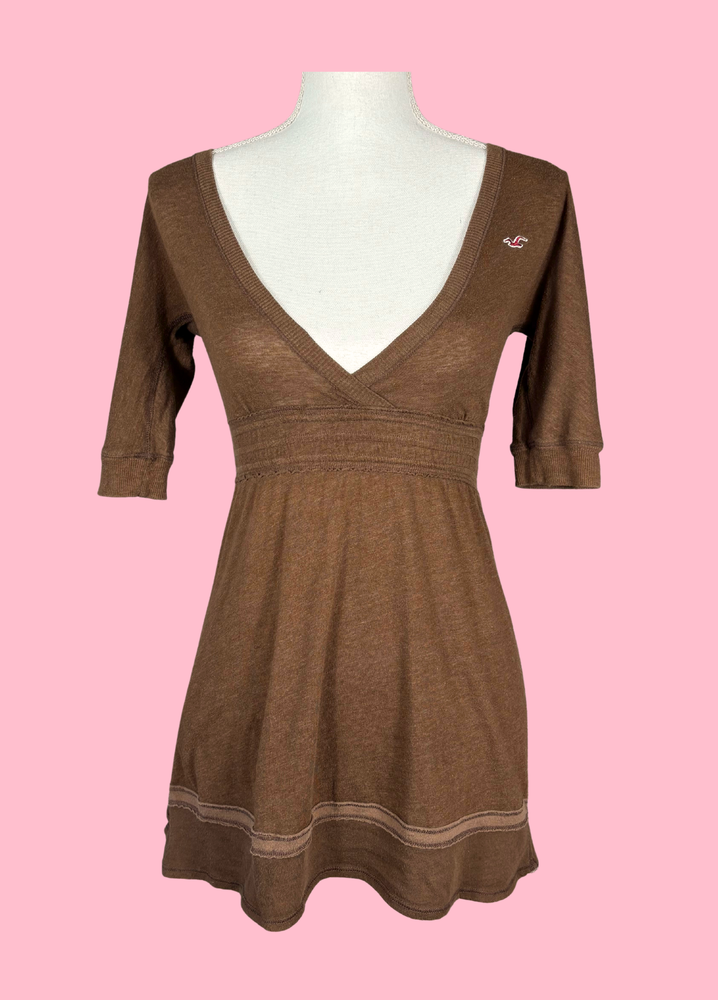 Brown Hollister Babydoll Top