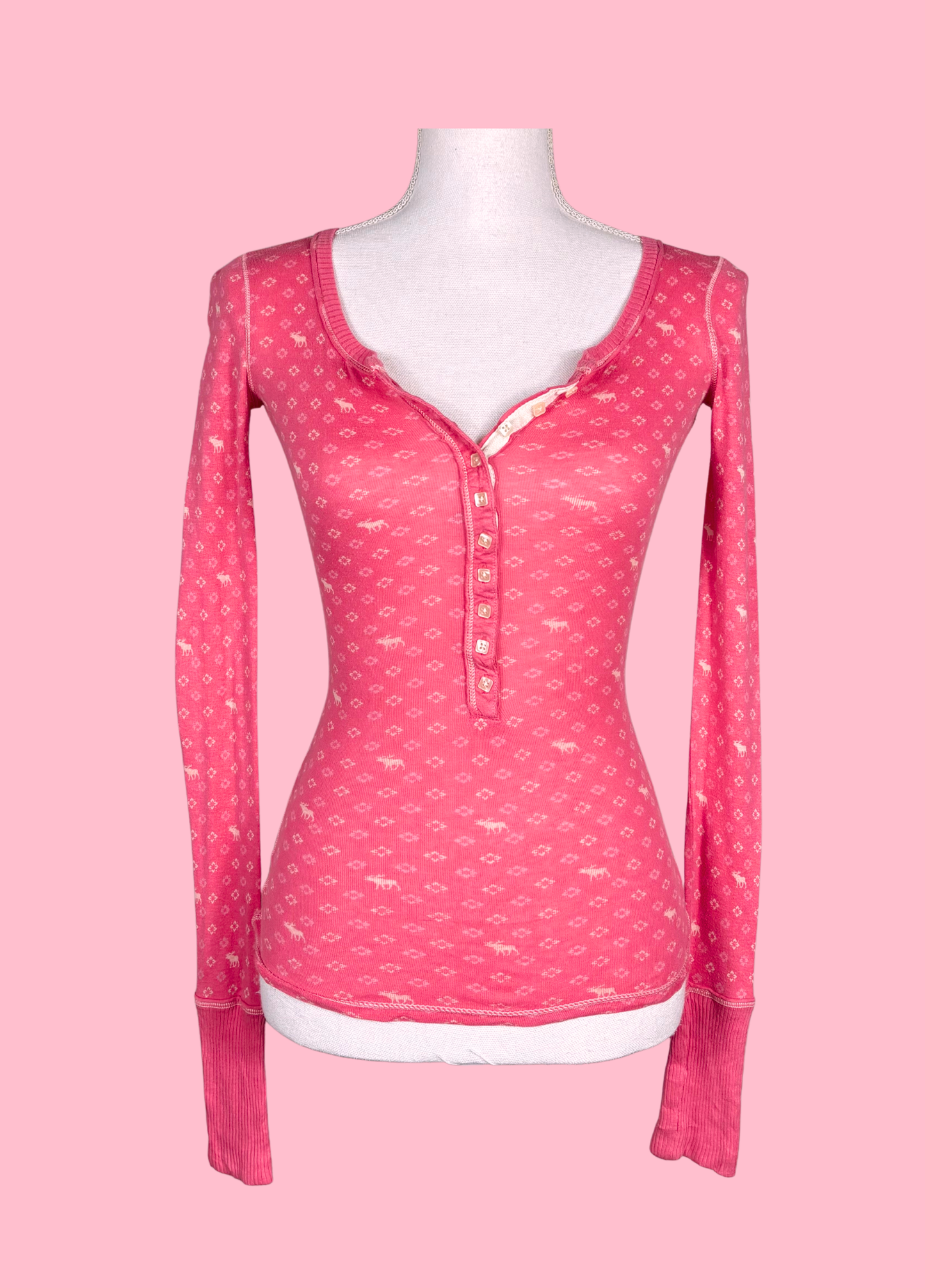 Top Henley rosa raro de Abercrombie
