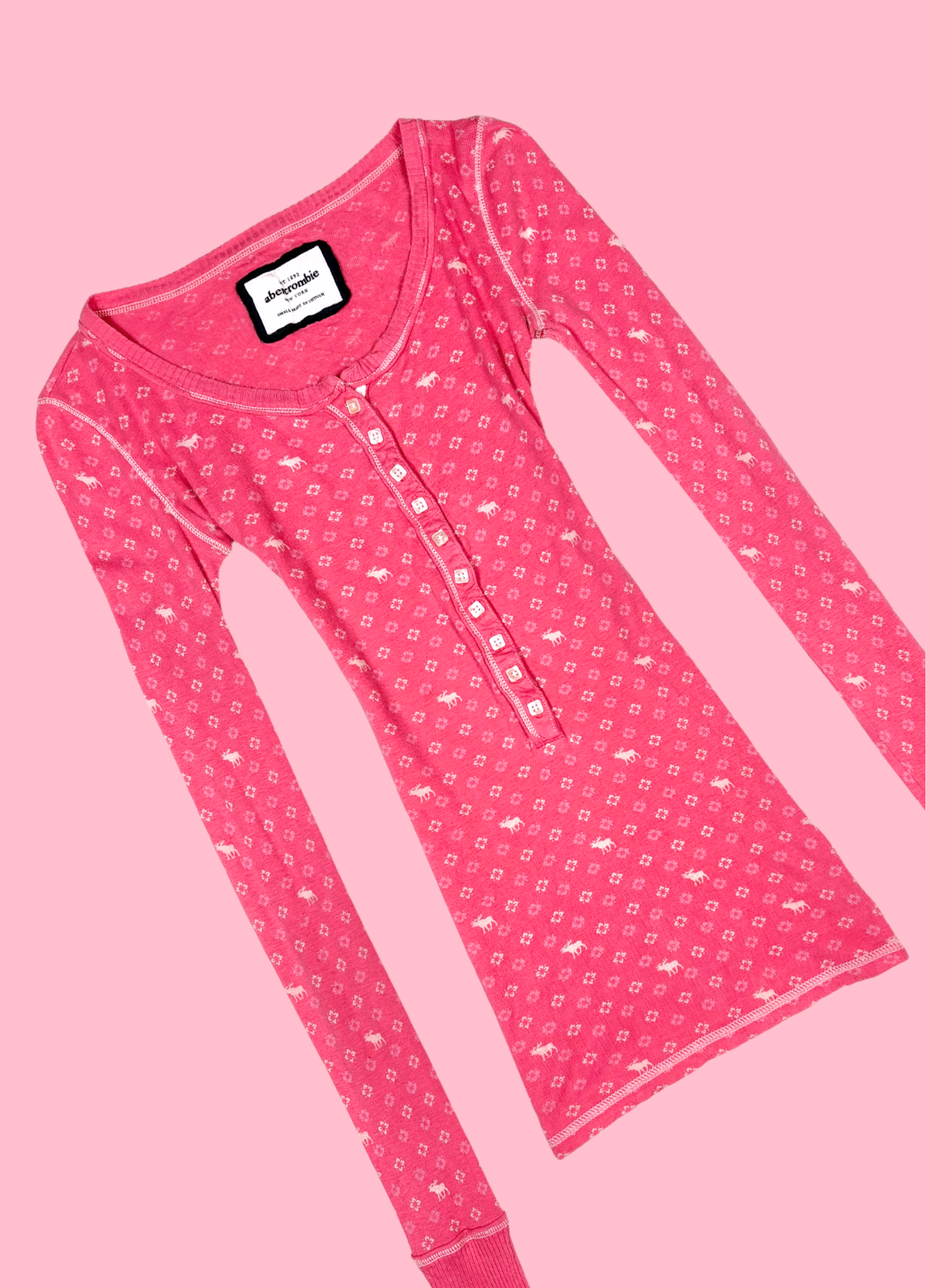 Top Henley rosa raro de Abercrombie