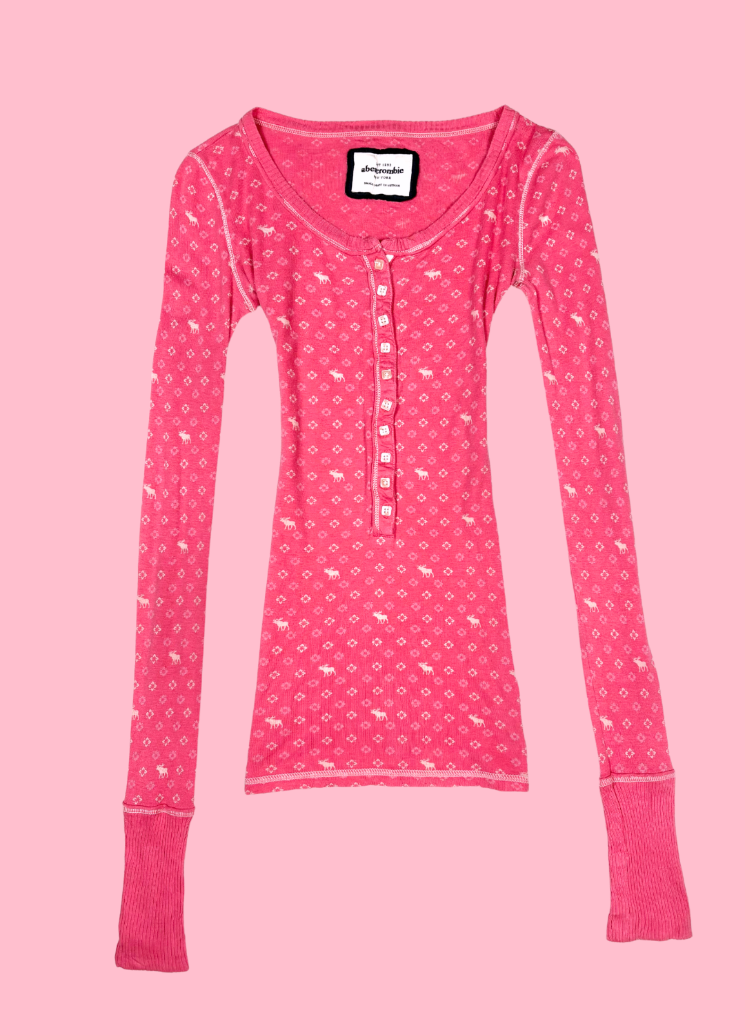 Top Henley rosa raro de Abercrombie