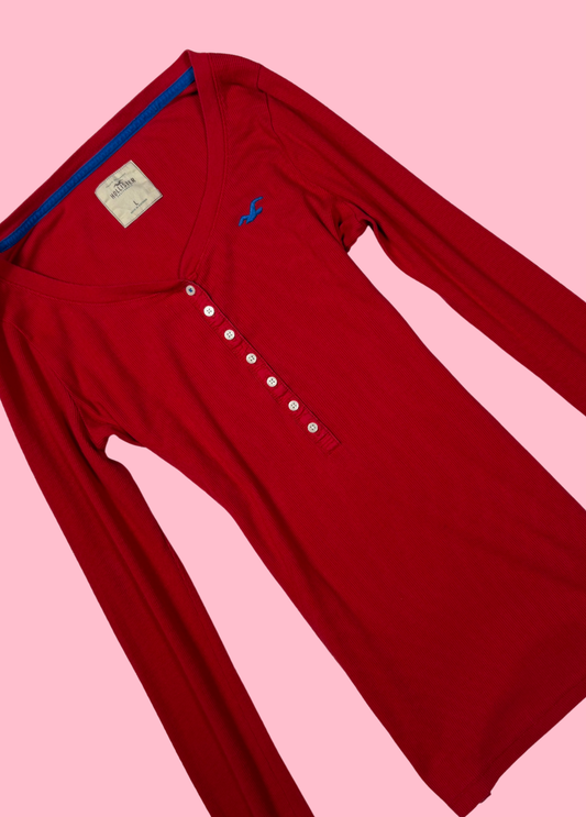 Red Hollister Henley Top