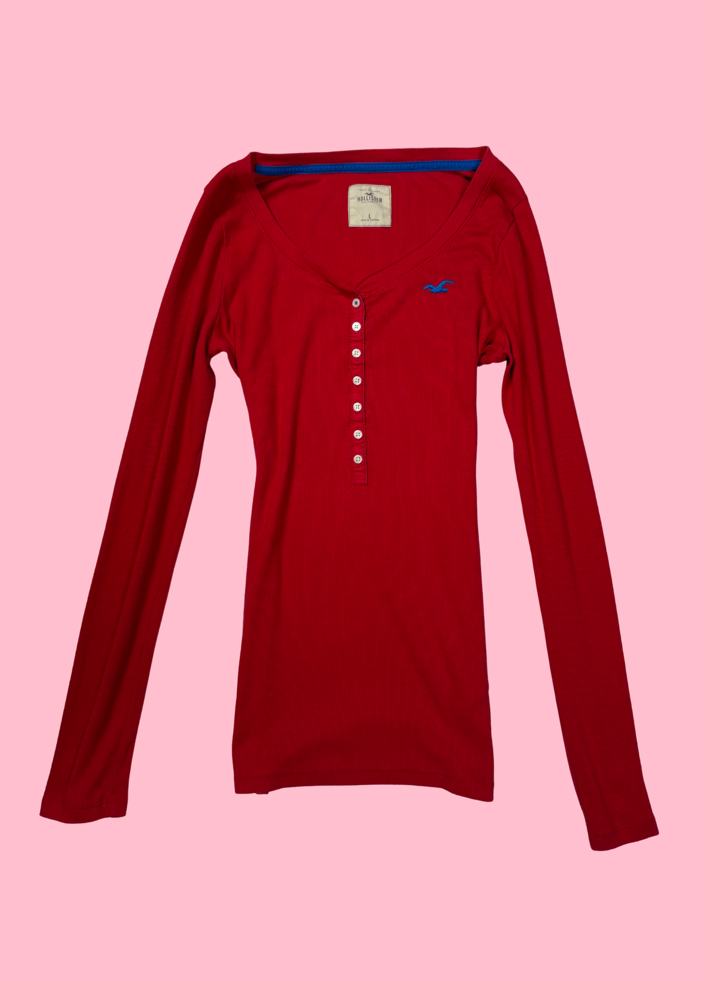 Red Hollister Henley Top