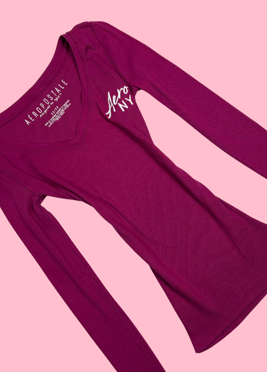 Wine Red Aéropostale Long Sleeve Top