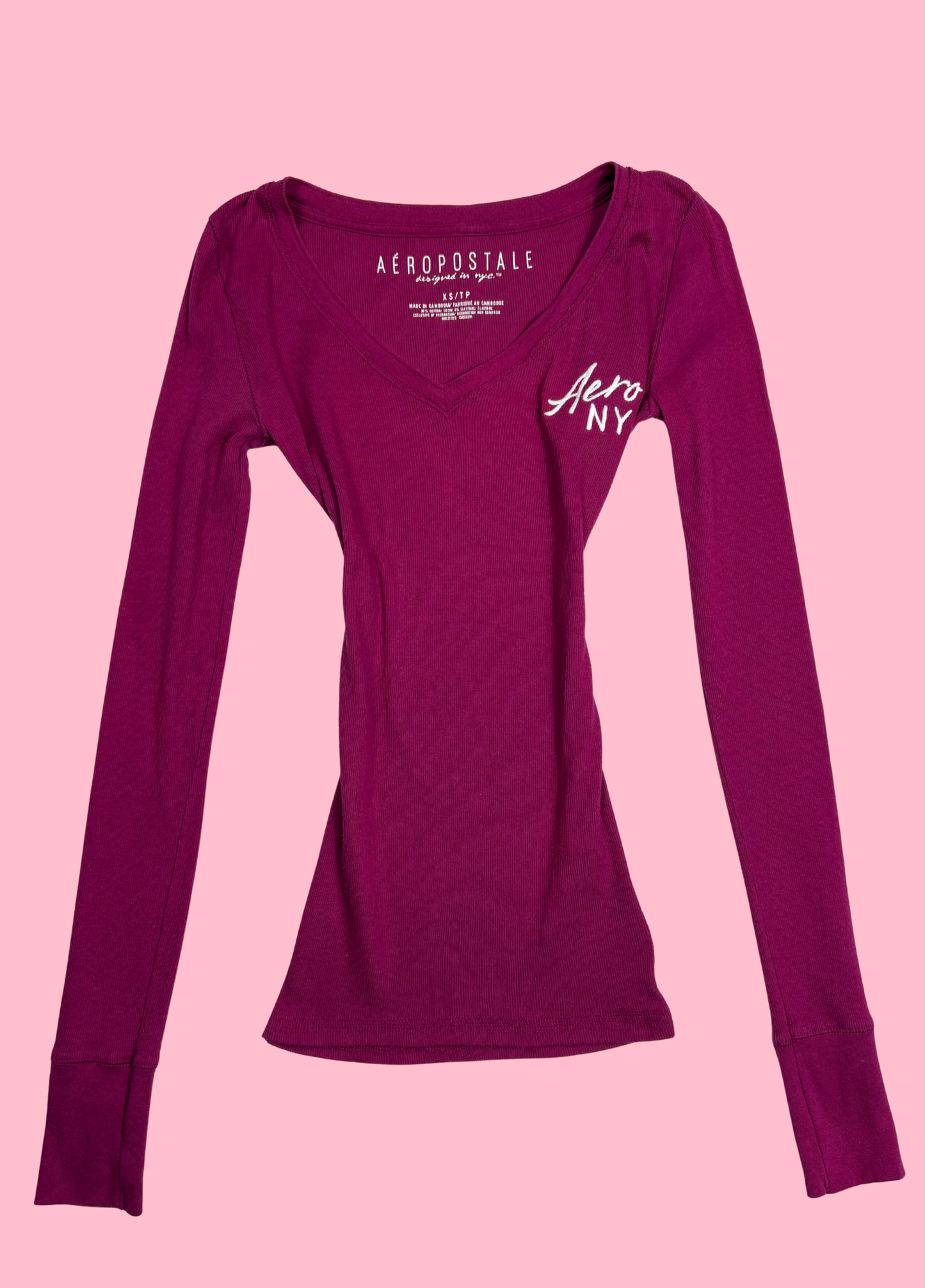 Wine Red Aéropostale Long Sleeve Top