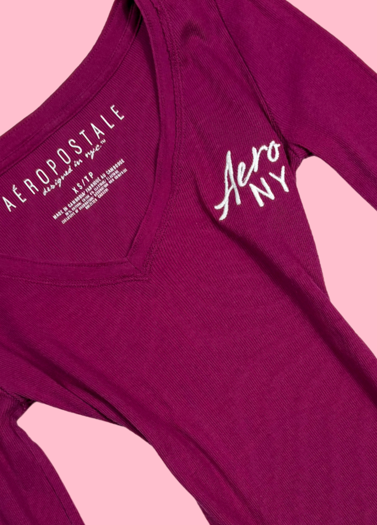Wine Red Aéropostale Long Sleeve Top