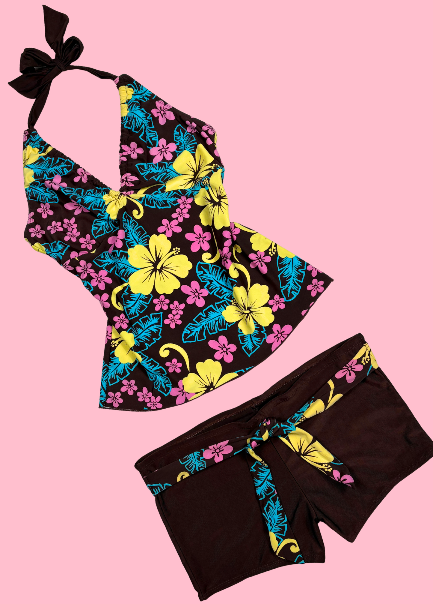 Tropical Summer Tankini With Shorts