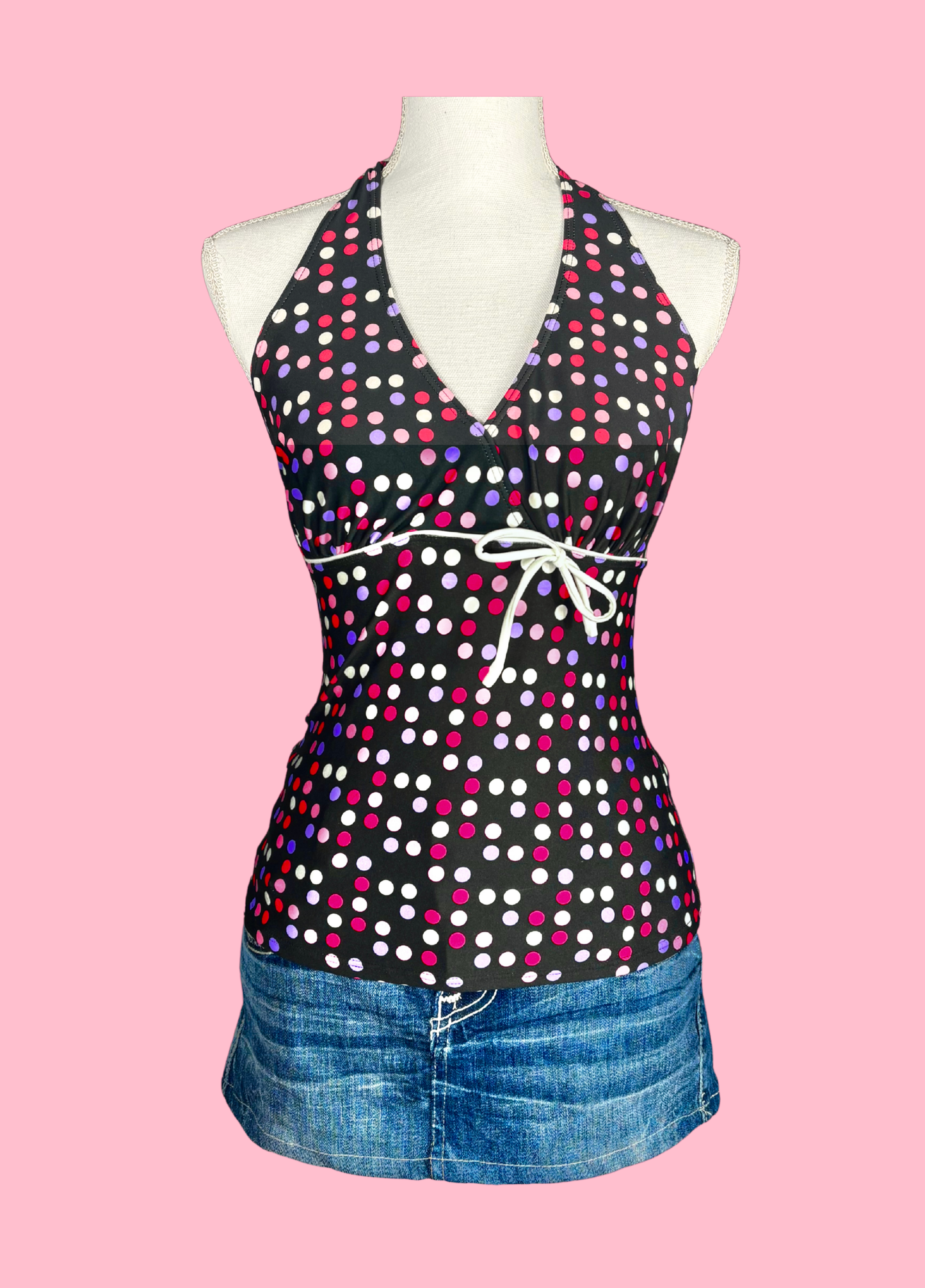 Summer Polka Dot Halter-neck Top