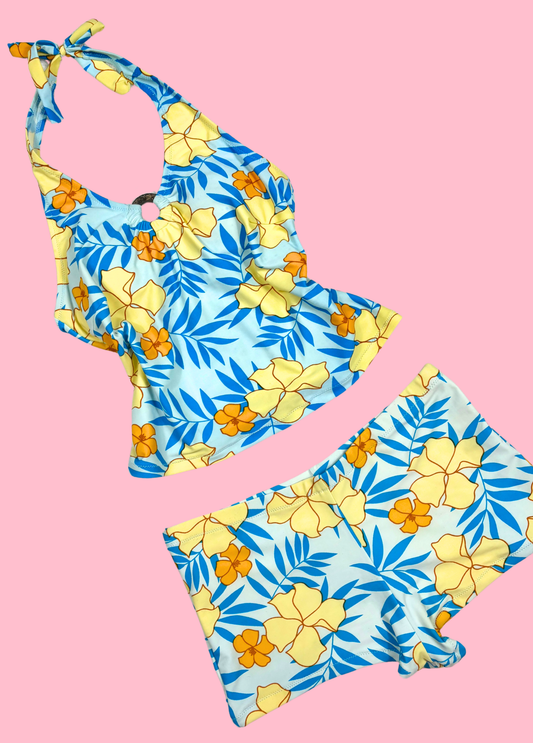 Tropical Summer Tankini With Shorts