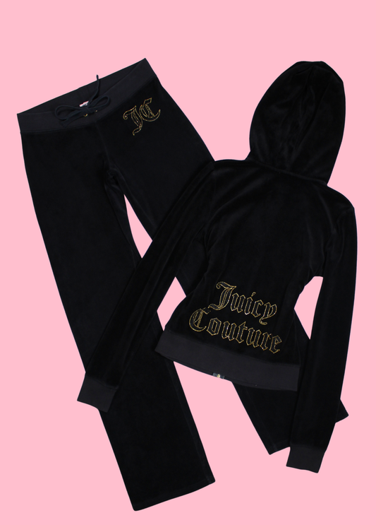 Conjunto deportivo de terciopelo negro de Juicy Couture