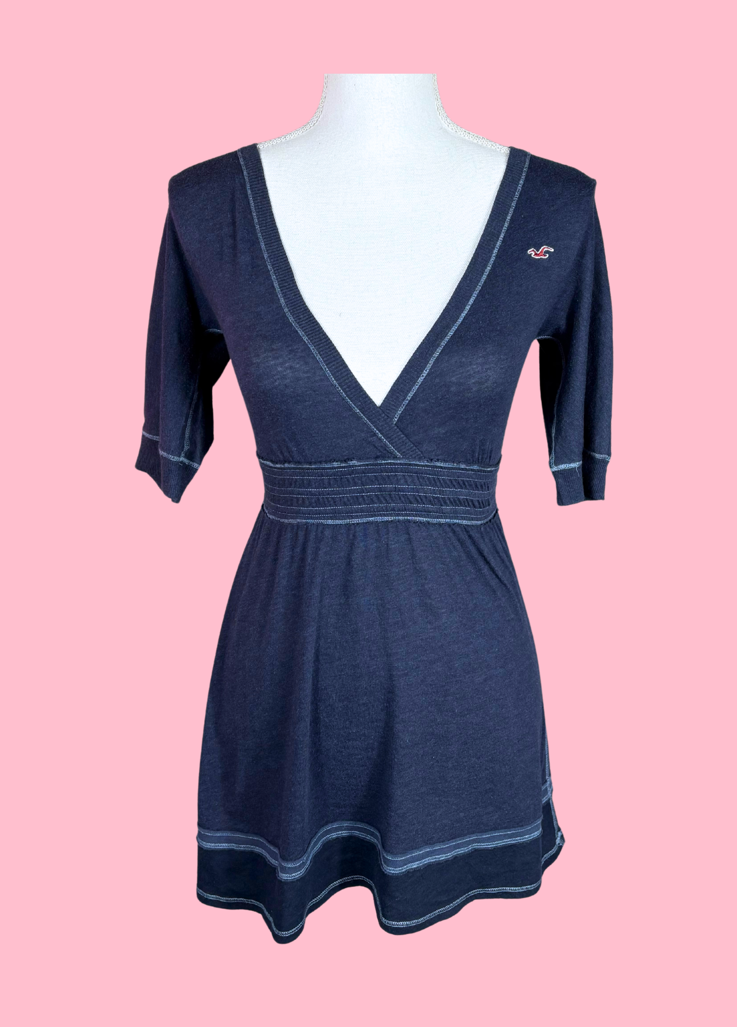Dark Blue Hollister Babydoll Top