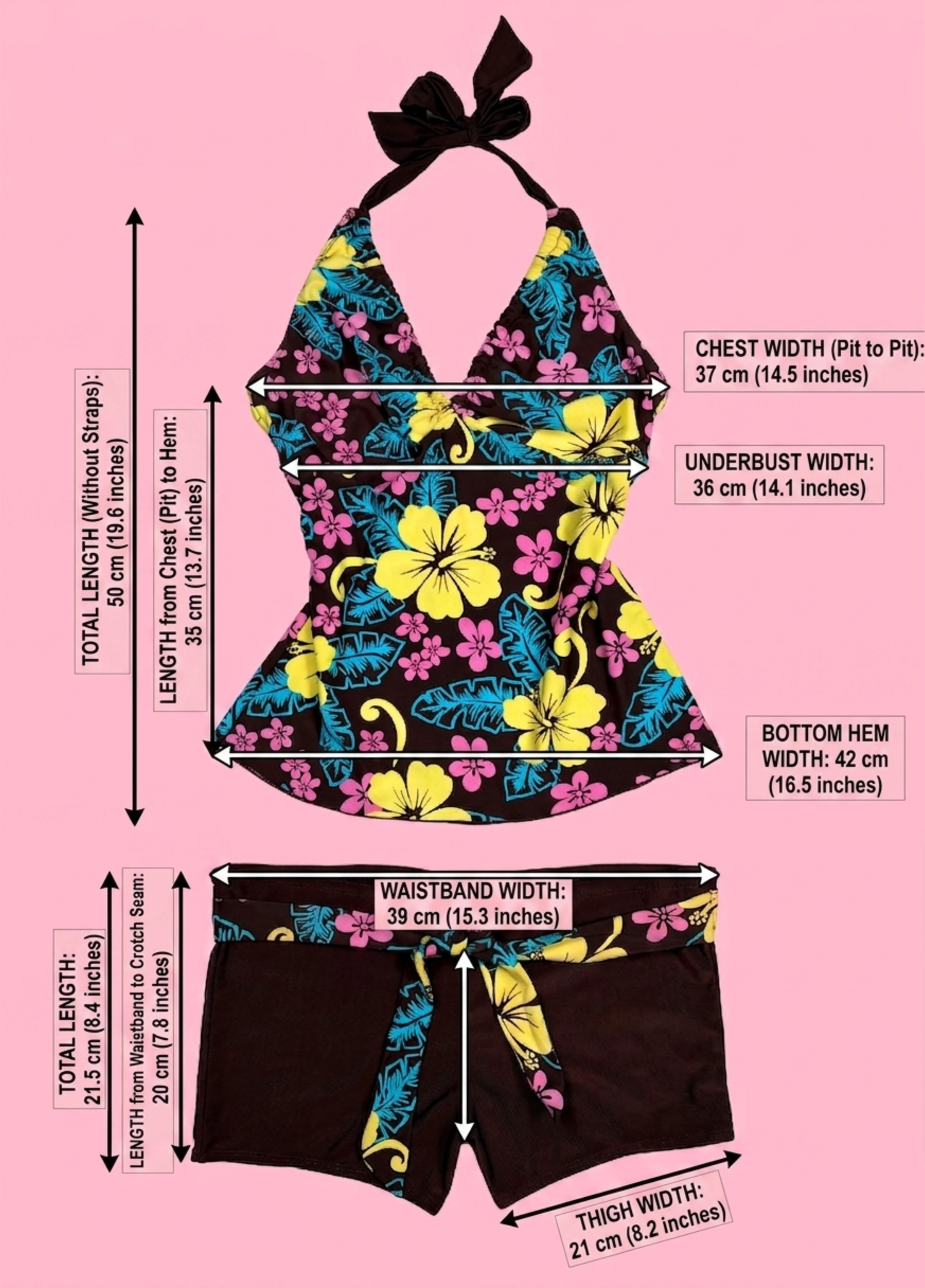 Tropical Summer Tankini With Shorts