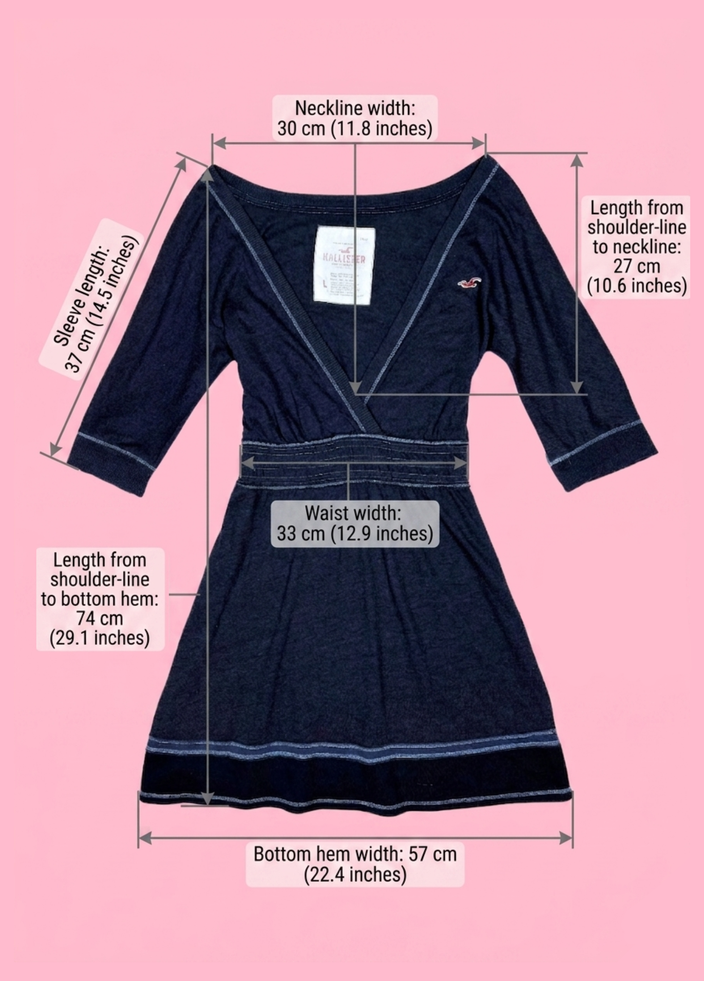 Dark Blue Hollister Babydoll Top