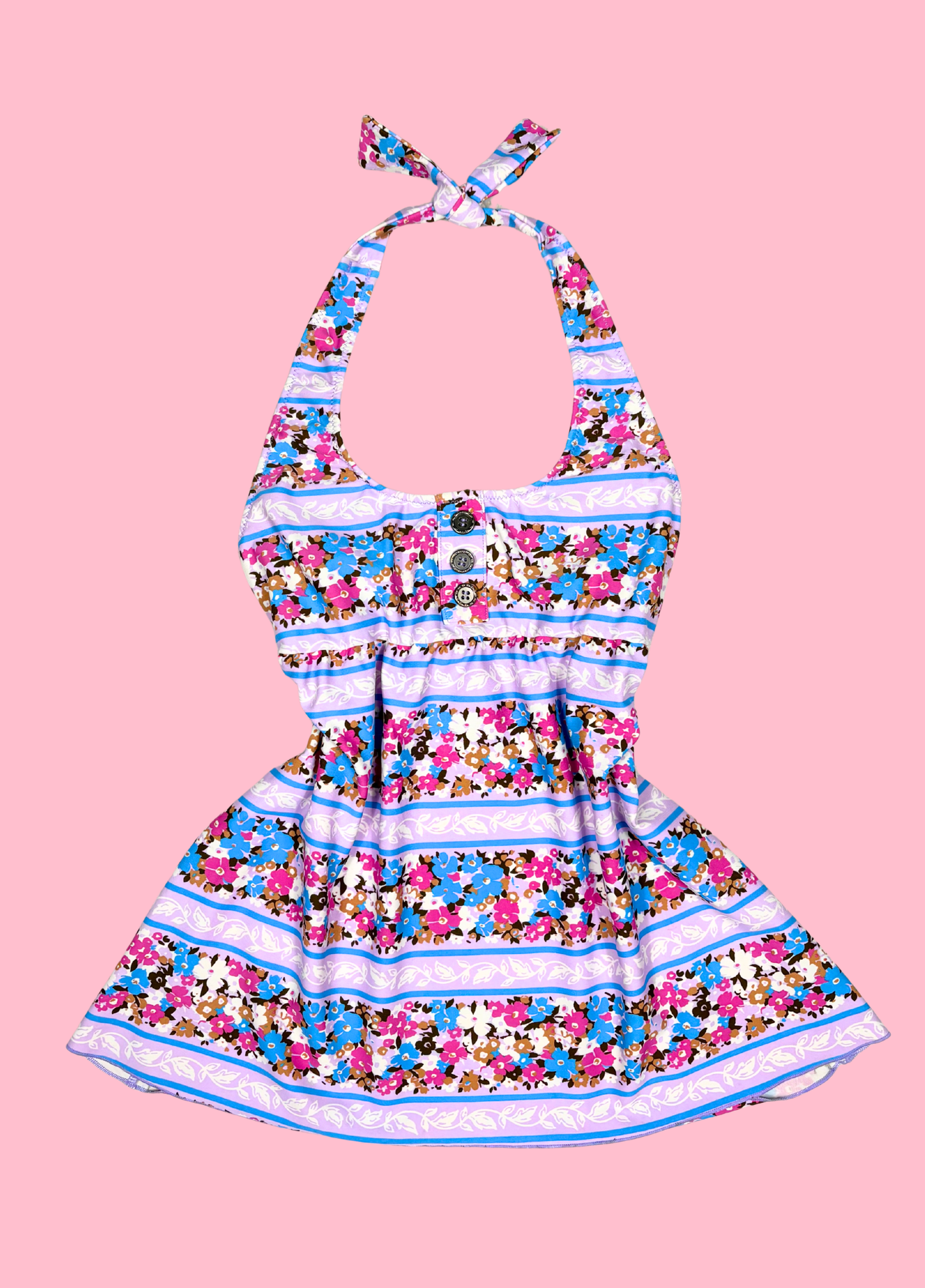 Sweet Floral Summer Halter-neck Top