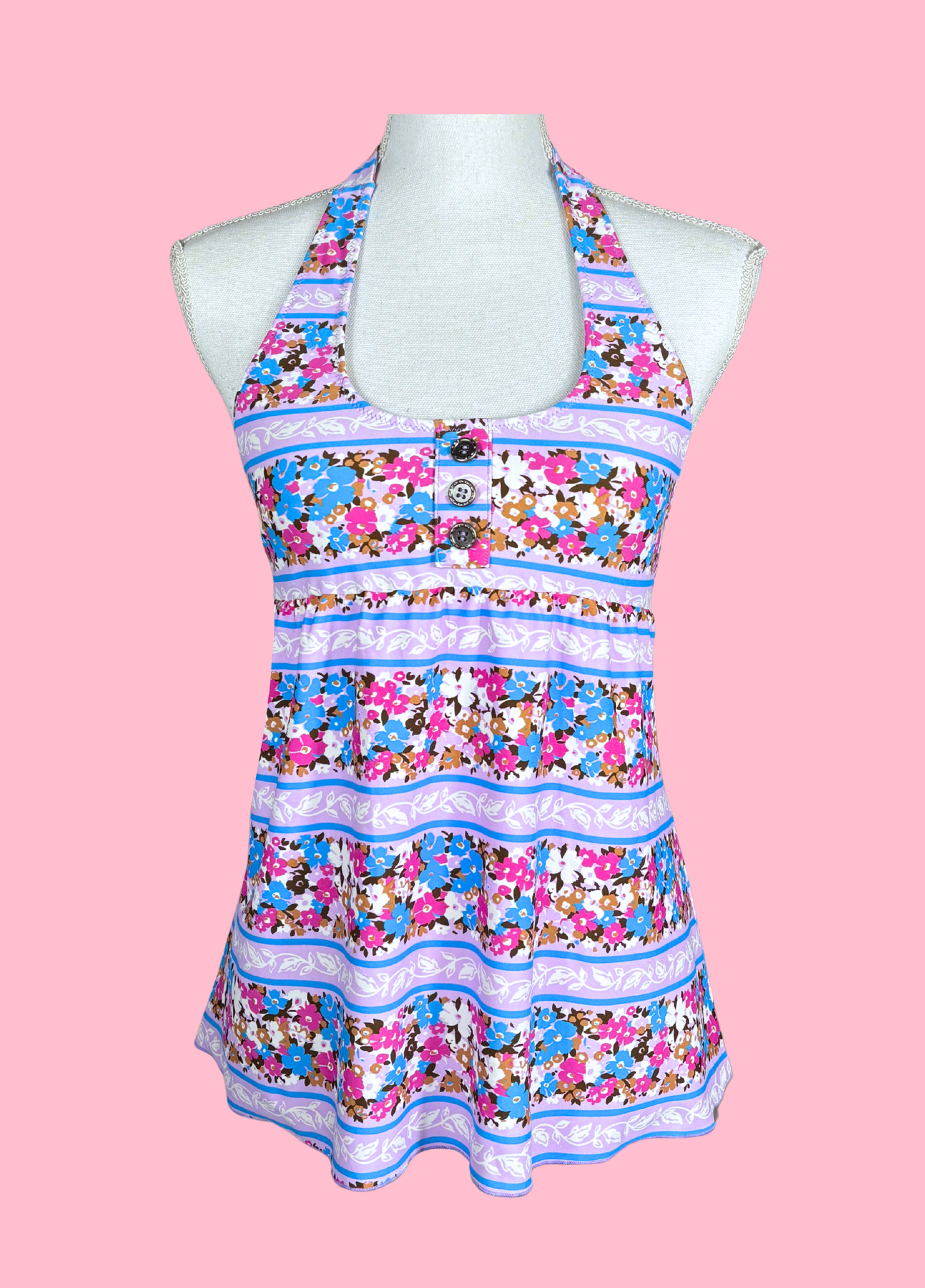 Sweet Floral Summer Halter-neck Top