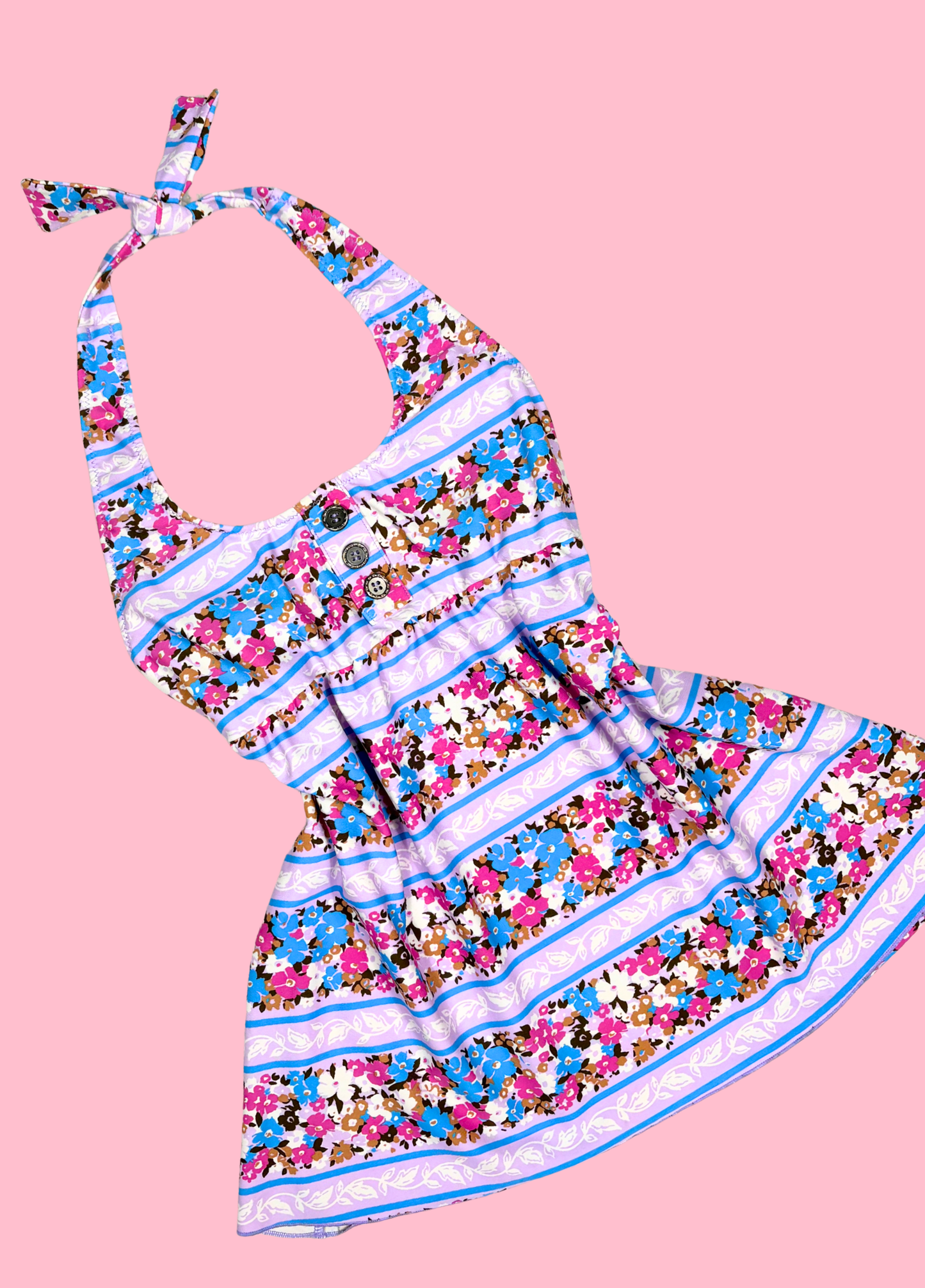Sweet Floral Summer Halter-neck Top