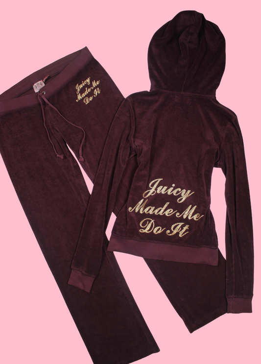 Juicy Couture Dark Maroon Terrycloth Tracksuit